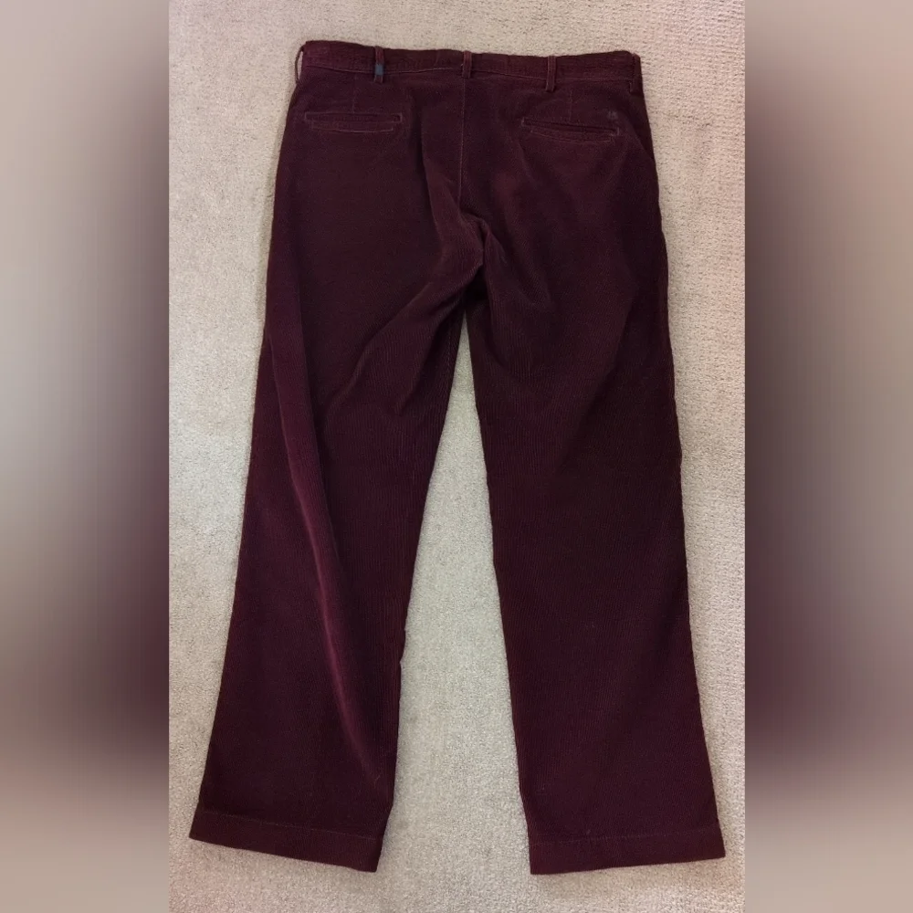 Repreve Men's Burgundy High Waisted Corduroy Straight Leg Dress Pants